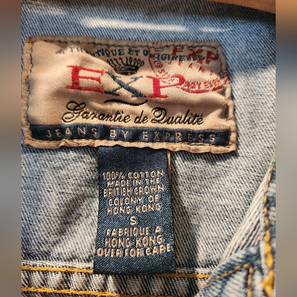 VINTAGE – EXPRESS Blue Denim Sleeveless Vest – Women US Small - Picture 3 of 4